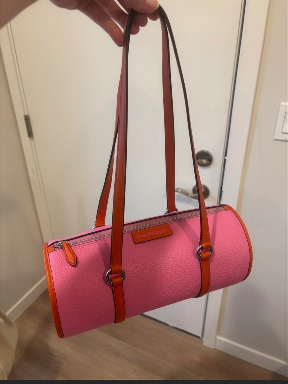 🩷🧡❤️Coachtopia barrel bag in pink and red/orange🩷🧡❤️